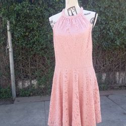 Cute pink lace halter dress