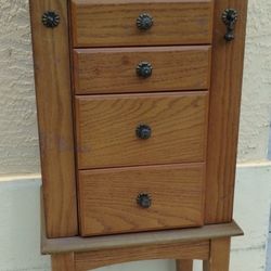 Antique Jewelry Stand With Top Mirror 