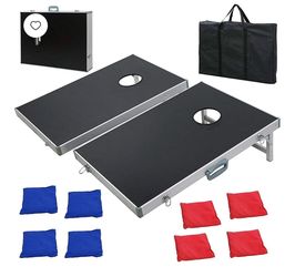Portable Aluminum Framed Bean Bag Cornhole Toss Game Set 3FT 2FT W/ 8 Bean Bags& Carrying Case