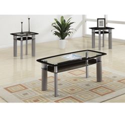 Gorgeous New Three Piece Glass Top Coffee Table set