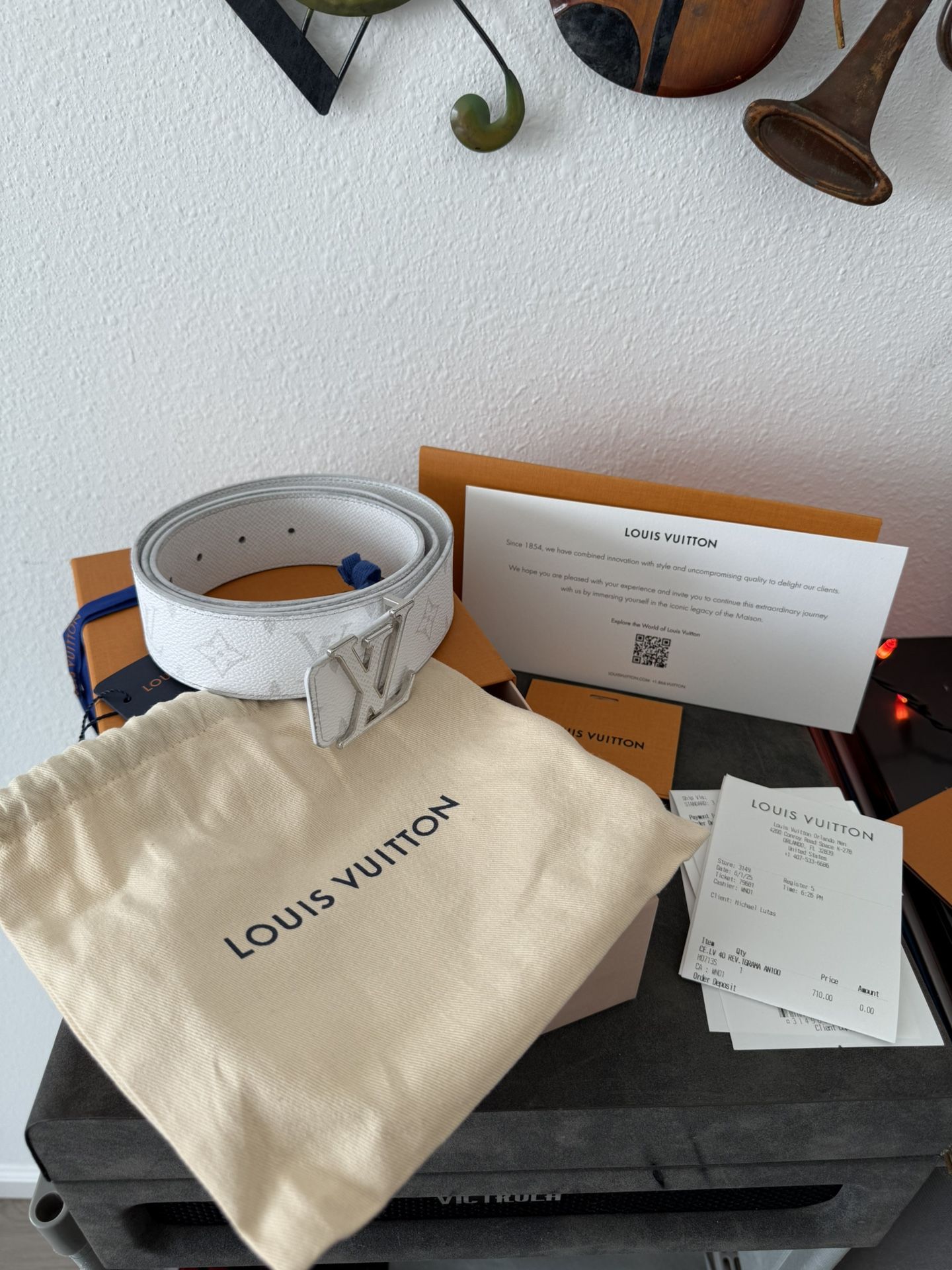 Authentic Rare White Louis Vuitton Belt *Excellent Condition 