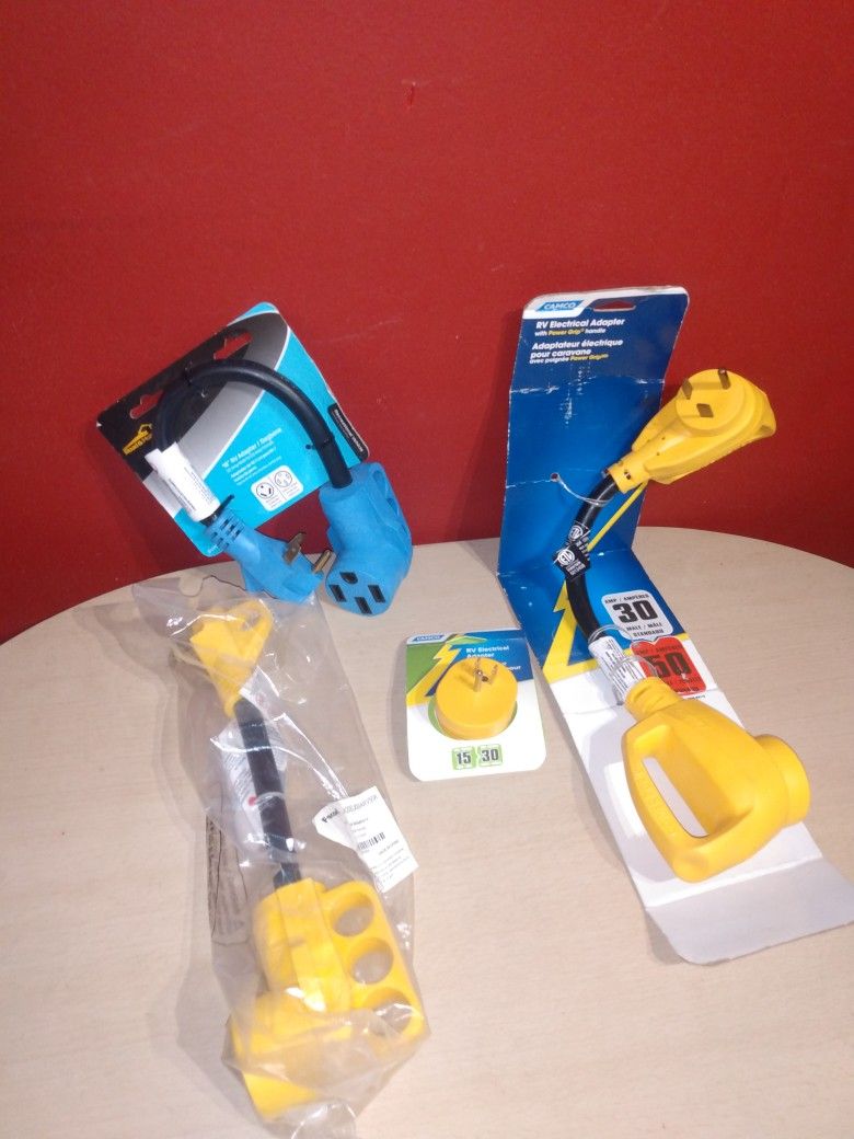 RV Electric Adapter Camco Power Grip Heavy-Duty RV Electrical  30 Amp Male & 50 Female /facon Motor Home Adapters 