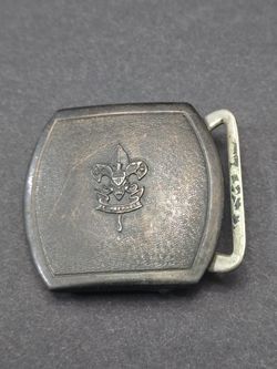 Vintage 1930s Boy Scouts of America Sterling Silver Belt Buckle - BE PREPARED on front