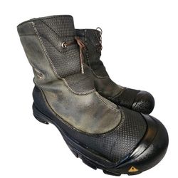 KEEN MEN WATERPROOF PRIMALOFT 200 GRAM INSULATED HIKING GRAY BLACK LEATHER  11.5
