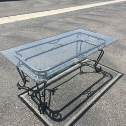 Glass-Top Coffee Table with Mixed Metal Base