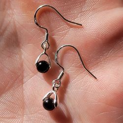 Natural Black Onyx .925 Sterling Silver EARRINGS 