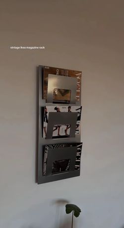 VINTAGE IKEA chrome magazine rack wall mount