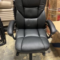 Faux Leather High-Back Executive Office Chair with Lumbar Support, Black brand new in box $70  Warehouse Clearance Sale   🔥First Come, First Served🔥