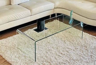 Modern Clear Glass Waterfall Coffee Table