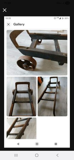 VINTAGE ANTIQUE HAND TRUCK Dolly - WOOD AND IRON DOLLY FULLY FUNCTIONAL