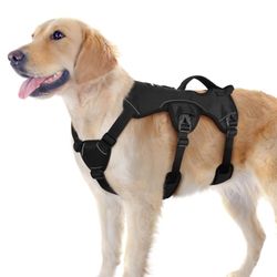 Escape Proof Dog Harness, Soft Padded Full Body Pet Harness, Reflective Adjustable No Pull Large