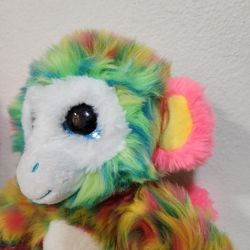 Fiesta Rainbow Monkey Plush 12” Stuffed Animal Sitting Cute & Soft Glitter Eyes
