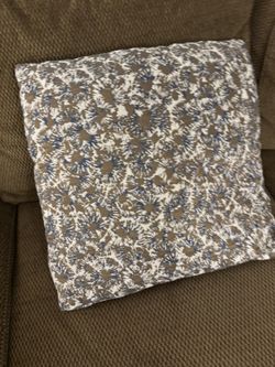 Decorative Brown & Blue Floral Throw Pillow (1)