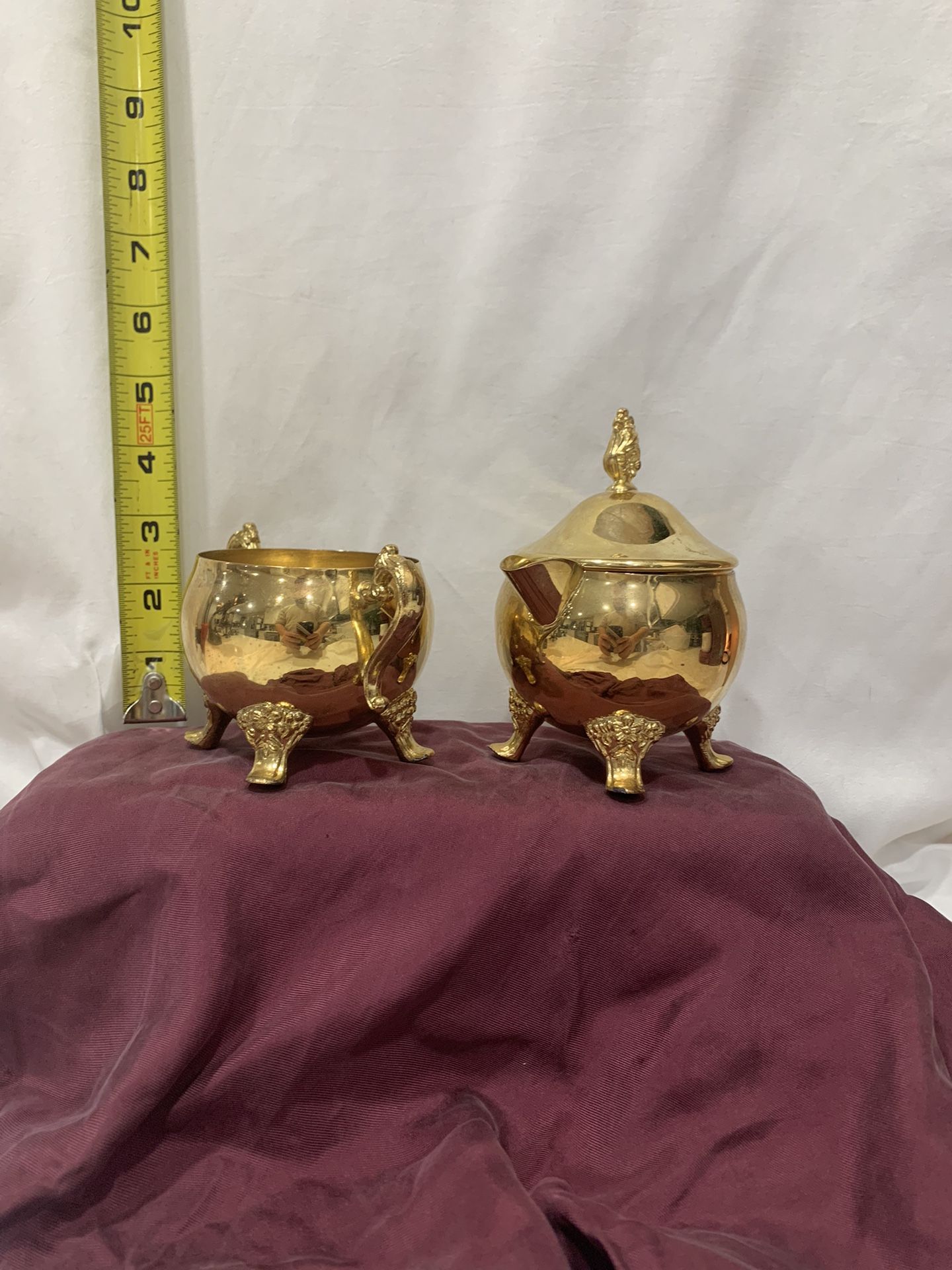 Brass Sugar and Cream Dishes