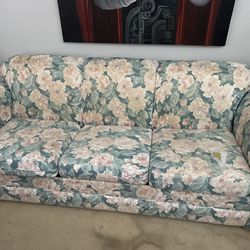 Floral 3-Seater Sofa Foldable Bed