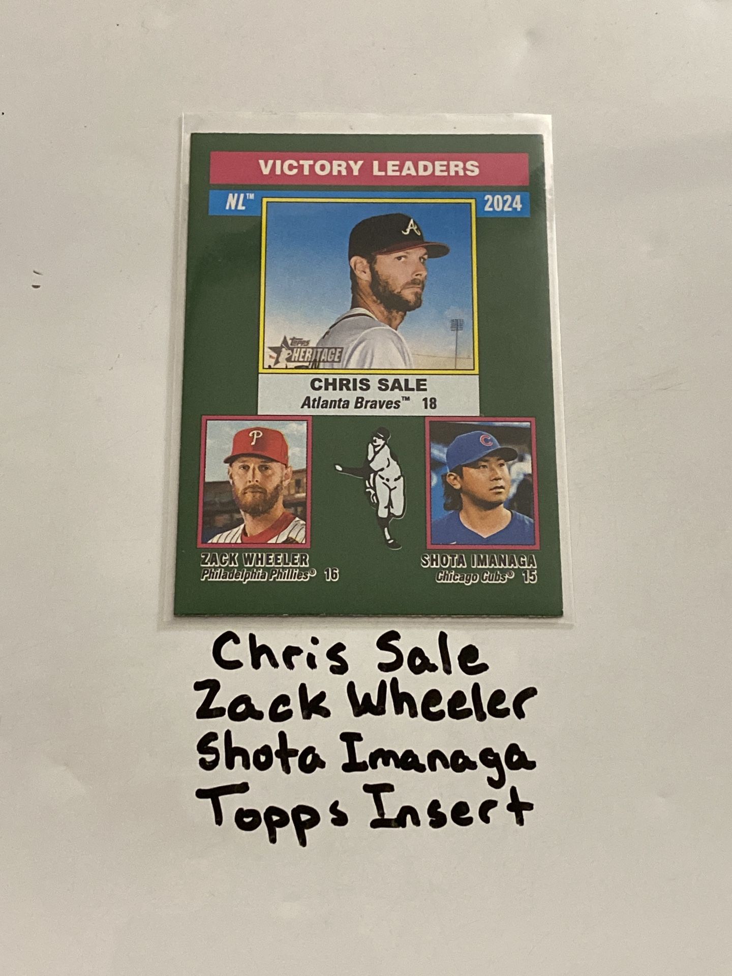 Chris Sale Atlanta Braves Zack Wheeler Philadelphia Phillies Shota Imanaga Chicago Cubs Pitchers Topps Short Print Insert Card.