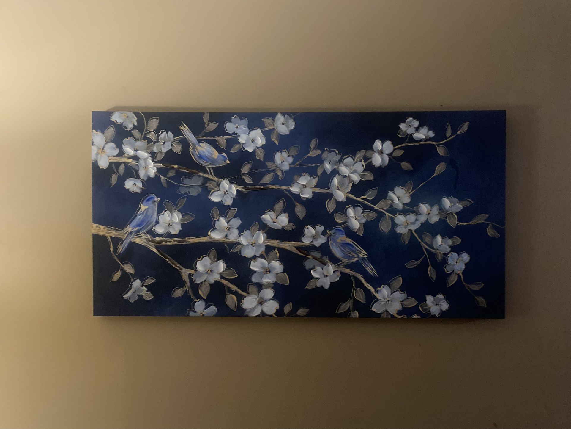 Blue Floral Painting Wall Art 