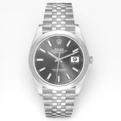 2021 Men's Rolex 41mm DateJust II Stainless Steel Watch with Grey Dial and Smooth Bezel. (Pre-Owned 126334)