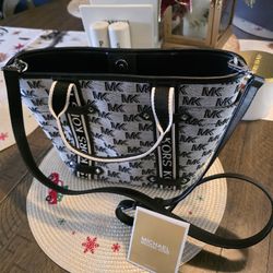 Michael Kors Black And White Mini Tote