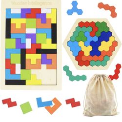 2 Pcs Wooden Brain Teaser Puzzles