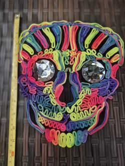 Rainbow Neon Skull Wall Accent - Multicolor Home Party Decor