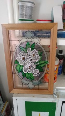 Glass stain glass look. Framed