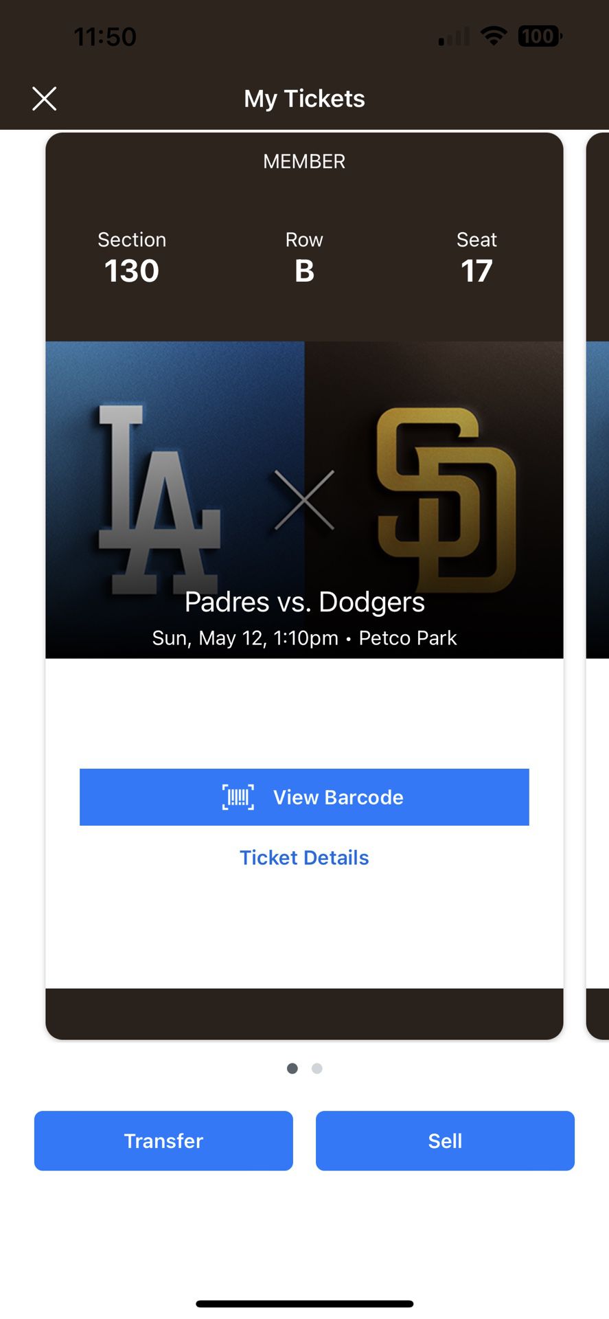 2 Tickets Padres Vs Dodgers 5/12 