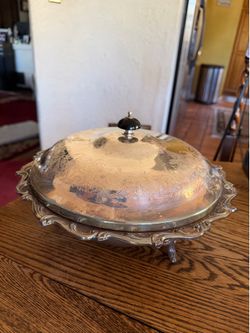 Stunning Wilcox Silver Co. Rochelle Footed Serving Dish W/Cover & Bowl 12x8” VTG