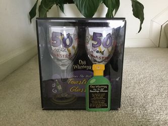 Old Whiney's Over The Hill Toasting Glasses For 50th Birthday