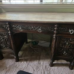  Hand-Carved Desk (19th Cen.)