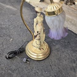 Vintage Verstella Flower Shade Mother And Daughter 3-way Brass Touch Lamp. RARE