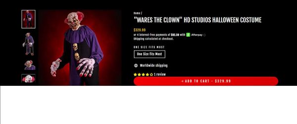 Halloween costume  SCARY "Wares the clown"