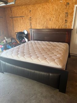 King size bed frame with mattress and box spring