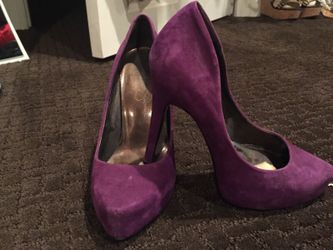 Purple suede heels