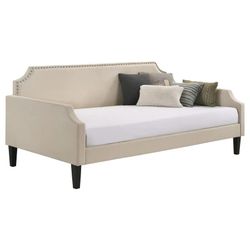 MODERN DESIGN TAUPE WOVEN FABRIC TWIN SIZE DAY BED - SILLON CAMA - COUCH DAYBED