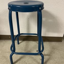 IKEA RÅSKOG Blue Metal Stool 63 cm Seat Height Durable Stackable Industrial Style