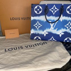 Louis Vuitton Blue and White Tote Bag
