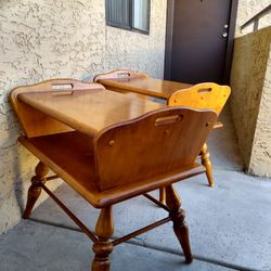 RARE 1950's VINTAGE COLUMBIA MFG. CO. PAIR OF 2 TIERED END TABLES. EXCELLENT CONDITION! SOLID!