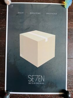 Minimalist Se7en (1995) art print featuring the infamous “What’s in the Box?” finale, designed by TNZ II.