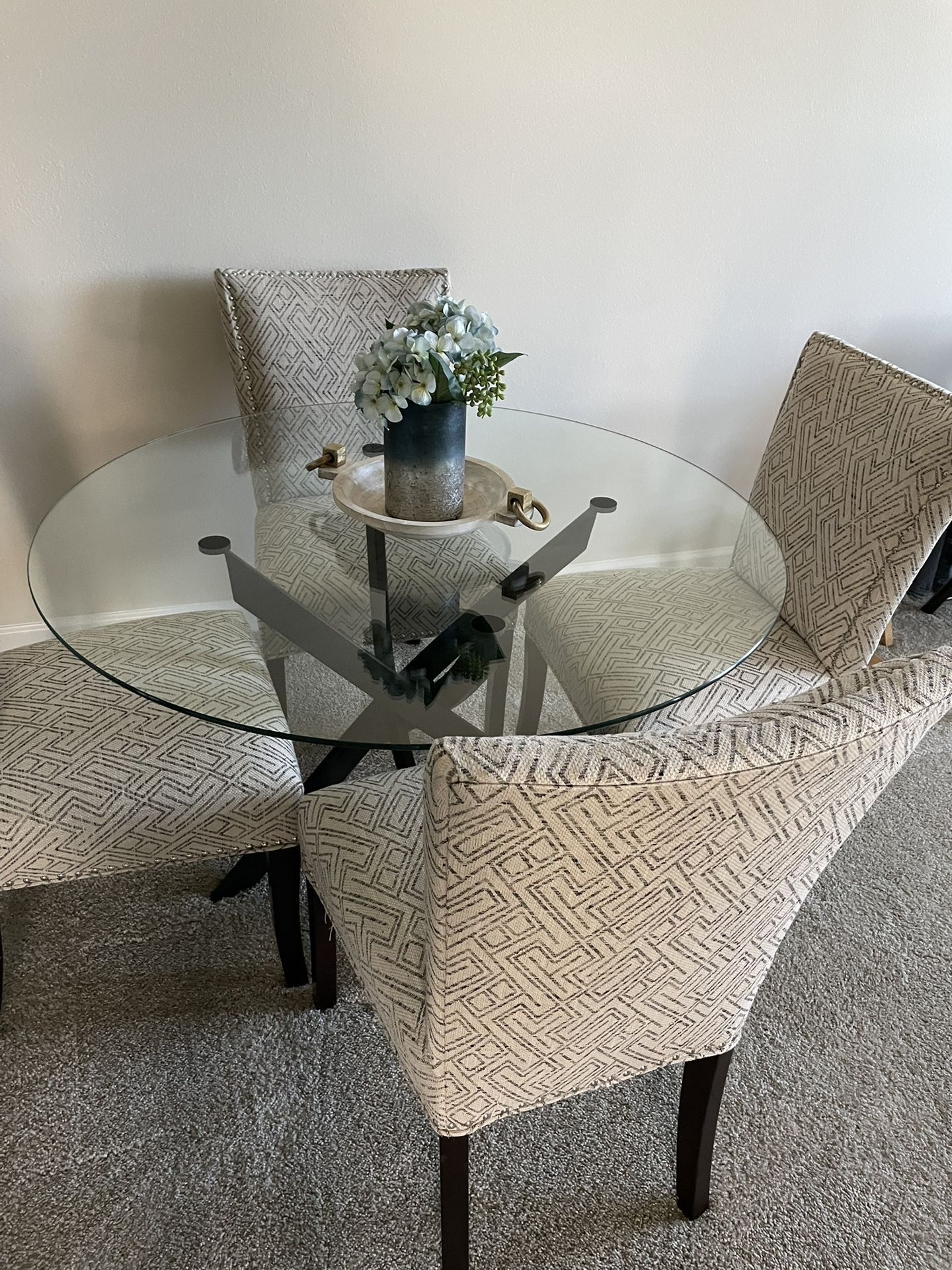 Glass Dining table with four chairs
