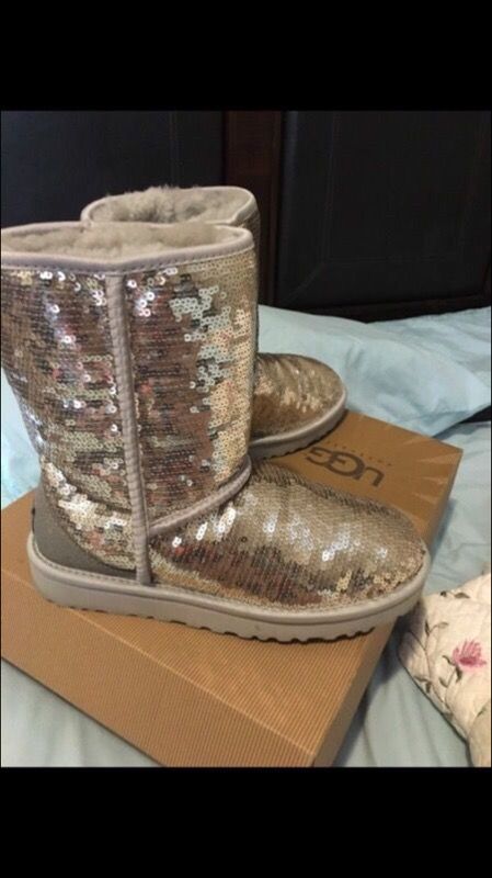 Gold sparkly ugg boots