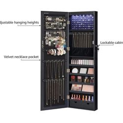 Mounted Jewelry Armoire Organizer with Mirror