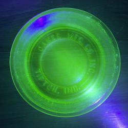 Antique Uranium Green Depression Glass Chicken Water Bowl