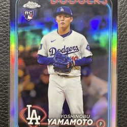 2024 Yoshinobu Yamamoto Topps Chrome Refractor Rookie Card. Los Angeles Dodgers 