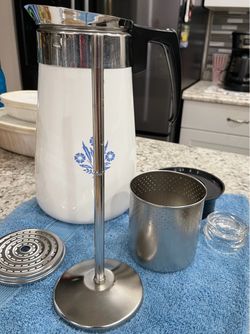 Corning Ware Blue Cornflower Percolator Coffee Pot