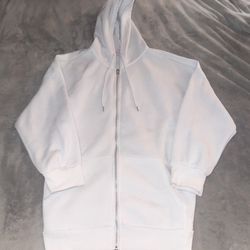 White Cotton Zip-Up Jacket – Size 1XL