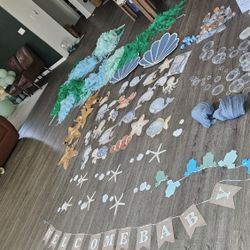 Baby shower Boy under the sea ocean nautical games garland balloon decorations