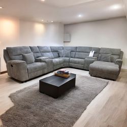 Gray Corduroy Recliner Sectional Sofa Couch **FREE DELIVERY*