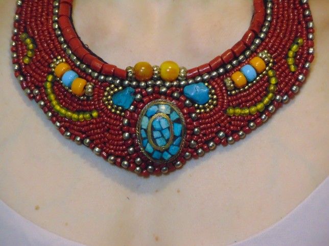 Coral and Turquoise Glass Beaded Jewelry