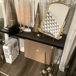 Glass Wood Table Desk Console